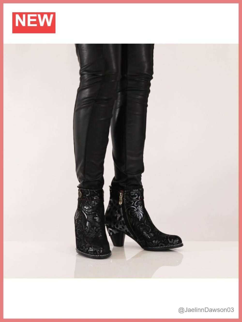 Artistic Metallic & Animal Print Ankle Bootie with Cone Heel - Size 39 - Picture 6 of 6